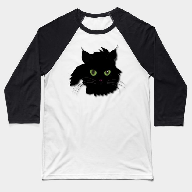 Black Cat Baseball T-Shirt by PolinaPo